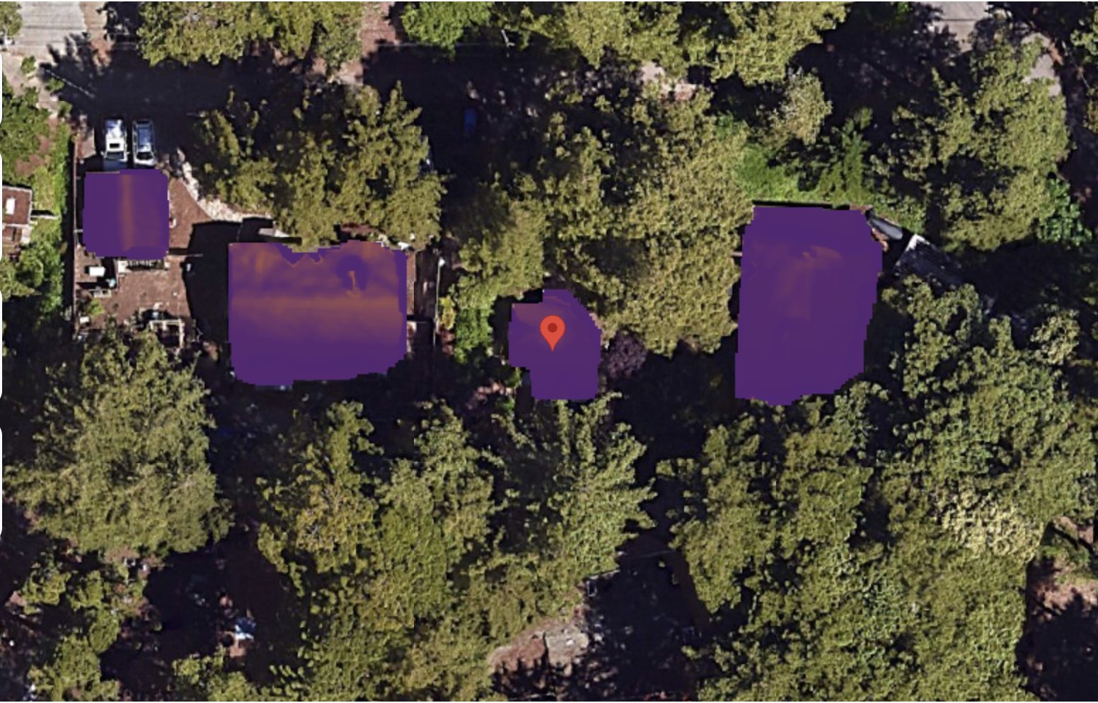 Heavily shaded roof with limited direct sunlight