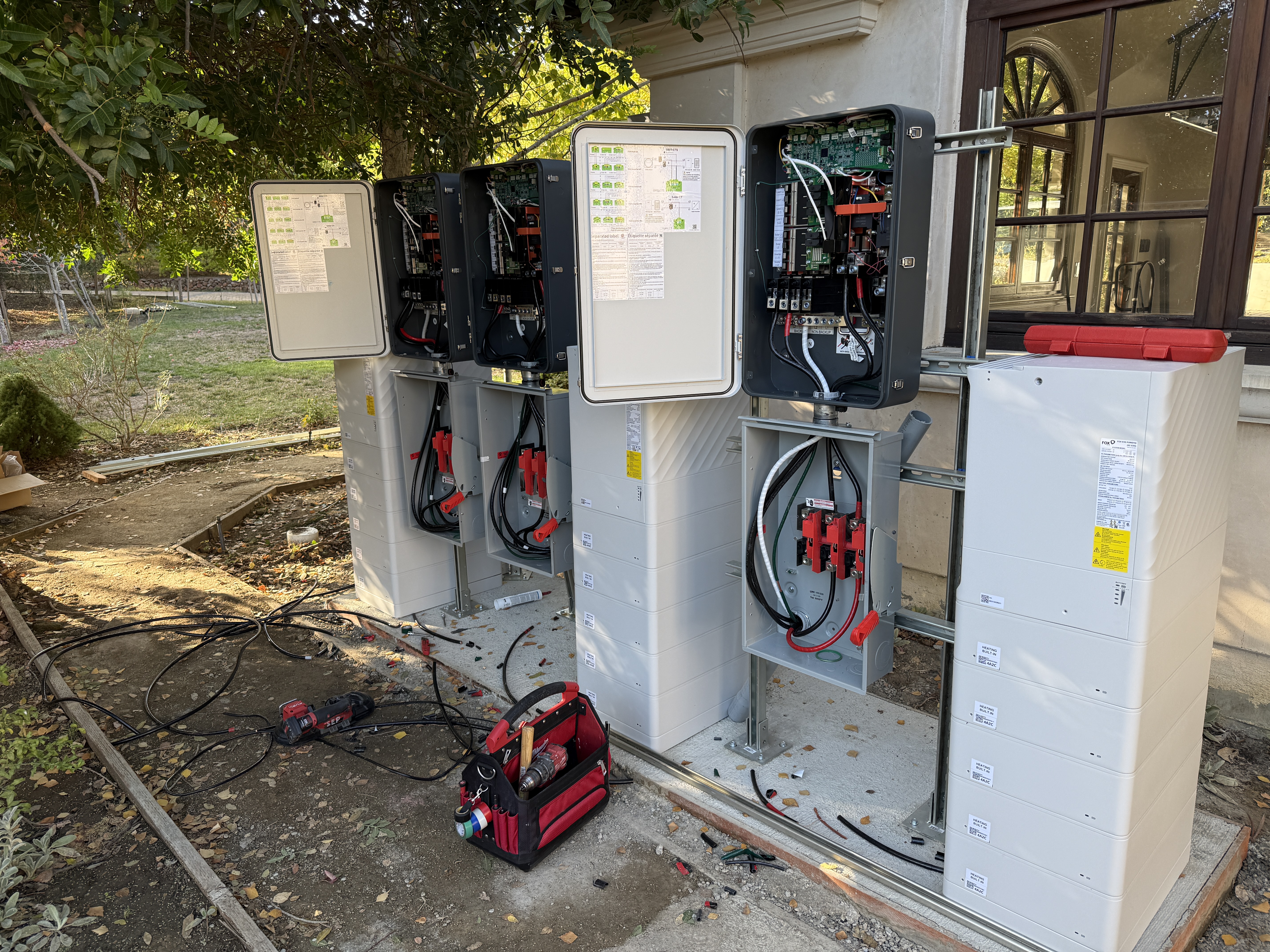 FoxESS battery storage units and electrical disconnects being wired at the home